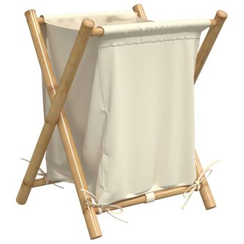 Cesto De La Ropa Sucia De Bambú Blanco Crema 45x55x63,5 Cm Vidaxl