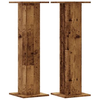 Soportes Altavoces 2 Uds Madera Roble Envejecido 30x30x95 Cm Vidaxl