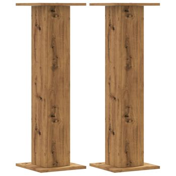 Soportes Altavoces 2 Uds Madera Roble Artesano 30x30x95 Cm Vidaxl