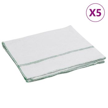 Bayetas 5 Uds Blancas Con Rayas Verdes 50x60 Cm Vidaxl