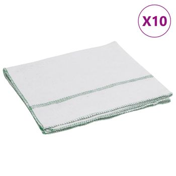 Bayetas 10 Uds Blancas Con Rayas Verdes 50x60 Cm Vidaxl