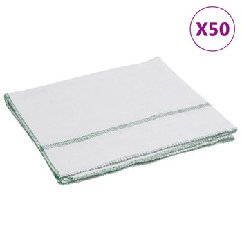 Bayetas 50 Uds Blancas Con Rayas Verdes 50x60 Cm Vidaxl