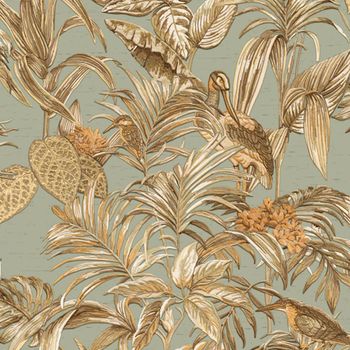 Papel De Pared Bird-of-paradise Azul Verdoso Dutch Wallcoverings