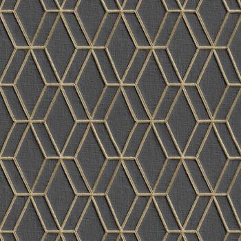 Papel  De Pared Hexagonal Negro Y Dorado Dutch Wallcoverings