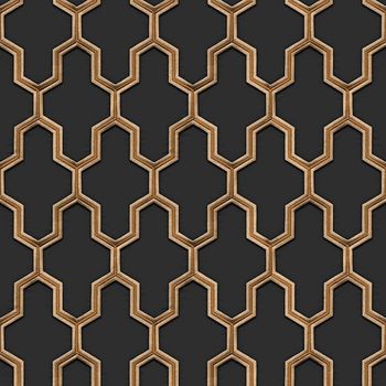 Papel Pintado Geometric Negro Y Dorado Dutch Wallcoverings