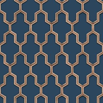 Papel Pintado Geometric Azul Y Dorado Dutch Wallcoverings