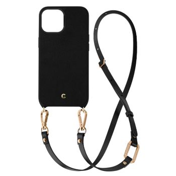 Funda Cordón Iphone 13 Pro Max Aspecto Cuero Con Correa Cyrill Negro