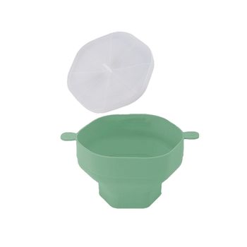 Recipiente Plegable De Silicona Para Palomitas De Maíz Con Tapa - Verde