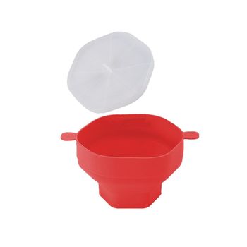 Recipiente Plegable De Silicona Para Palomitas De Maíz Con Tapa - Rojo