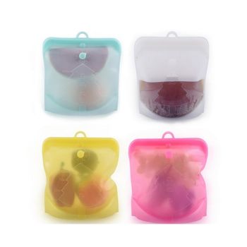 4 Bolsas De Silicona Reutilizables Para Almacenamiento De Alimentos - Transparente, Amarillo, Azul, Rosa