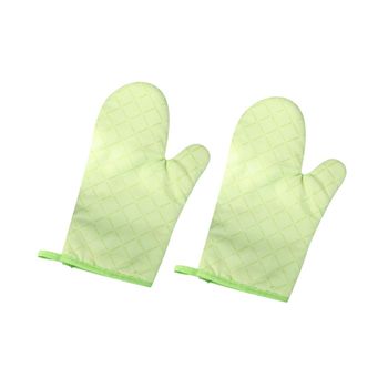 Par De Guantes De Horno Con Forro De Silicona, Agarre Antideslizante, Resistente Al Calor, Para Bbq, Cocina Y Hornear - Verde