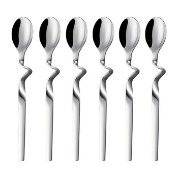 Cucharas De Espresso De Acero Inoxidable, Set De 6 Cucharas Para Café Con Mango Curvado