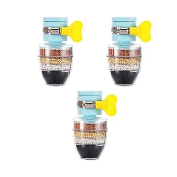 Set De 3 Filtros De Agua De Carbón Activado Para Grifos, Interfaz Universal, Purificador De Agua Para Cocina - Azul