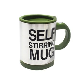 Taza De Café De 400 Ml, Resistente Al Calor, De Acero Inoxidable, Con Función De Auto-mezclado Eléctrico, Ideal Para La Oficina - Verde Militar