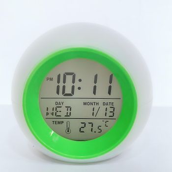 Reloj Despertador Digital Para Niños, Ceramarble Furni, Led Con Luz De Despertar, Función De Repetición, Sonidos Naturales De Alarma Verde