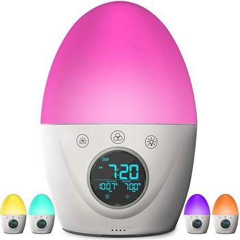 Reloj Despertador Infantil, Ceramarble Furni, Luz De Despertar Y Luz Nocturna De 7 Colores Entrenador De Sueño