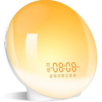 Reloj Despertador Led Con Luz, Ceramarble Furni, Radio Despertador Con Lámpara De Cabecera Brillante Para La Mañana