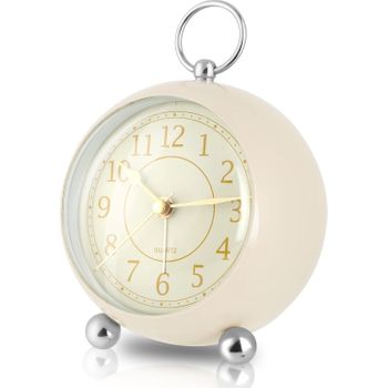 Reloj Despertador Analógico, Ceramarble Furni, Reloj De Cabecera Silencioso Con Vidrio Convexo