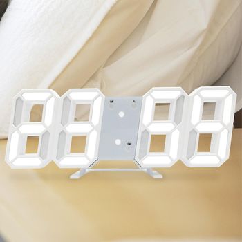 Reloj Digital 3d Noctilucente, Ceramarble Furni, Pantalla Led Grande Activada Por Sonido Con Temperatura Y Alarma Electrónica Montada En La Pared