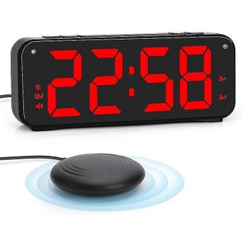 Reloj Despertador Fuerte Para Adultos Dormilones Pesados, Ceramarble Furni, Reloj Dual Con Vibrador De Cama