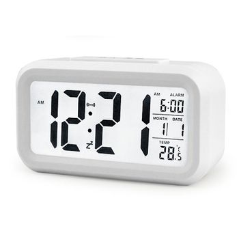 Reloj Despertador Digital Inteligente Con Luz Nocturna, Ceramarble Furni, Con Temperatura Interior Y Funciona Con Batería