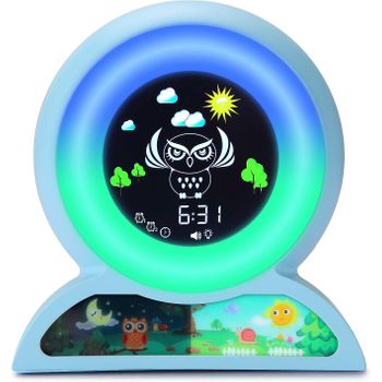 Reloj Despertador Educativo Para Niños Azul Claro, Ceramarble Furni, Luz Nocturna De Búho Con Brillo Ajustable En 5 Colores