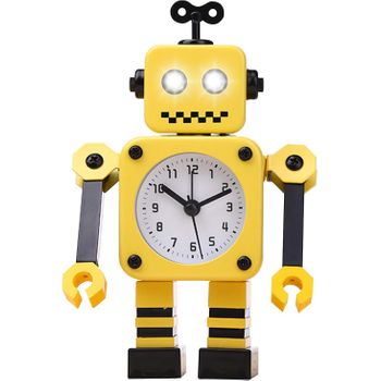 Reloj Despertador Robot, Ceramarble Furni, Reloj Despertador Metálico Silencioso Con Ojos Luminosos Intermitentes