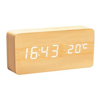 Reloj Digital De Madera, Ceramarble Furni, Reloj Despertador Led Multifuncional