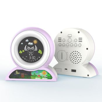 Reloj Despertador Educativo Infantil Púrpura, Ceramarble Furni, Reloj Despertador Con Luz Nocturna De Búho Y Brillo Ajustable En 5 Colores