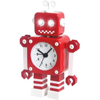 Reloj Despertador Robot, Ceramarble Furni, Reloj Despertador Metálico Silencioso Con Ojos Luminosos Intermitentes Y Brazos Giratorios, Regalo Para Niños