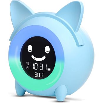 Reloj Despertador Infantil Con Luz Nocturna, Ceramarble Furni, Luz Ajustable En 5 Colores Con Altavoces