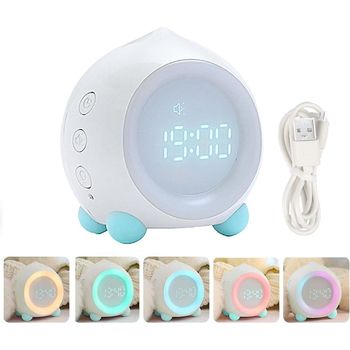 Reloj Despertador Iluminado, Ceramarble Furni, Reloj Despertador Infantil Digital Led Con Luz Nocturna Inteligente, Música Usb Y Calendario