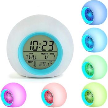 Reloj Despertador Led, Ceramarble Furni, Relojes Despertadores Digitales Para Niños Junto A La Cama Con 7 Colores