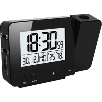 Reloj Led Con Proyector, Ceramarble Furni, Reloj Despertador Digital Con Proyección Y Temperatura Interior Con 4 Niveles De Brillo