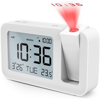 Reloj Despertador Digital, Ceramarble Furni, Reloj Despertador Con Proyección