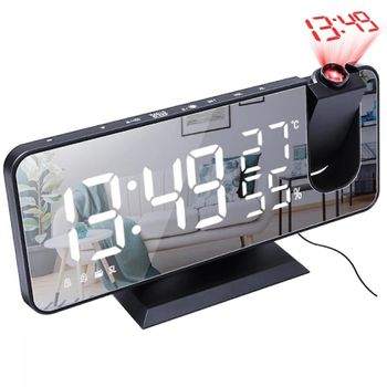 Reloj Despertador Con Proyector, Ceramarble Furni, Reloj Despertador Digital Led De 7.4" Con Usb