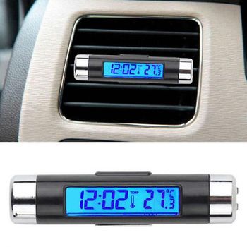 Reloj Digital Lcd Con Pantalla De Temperatura, Ceramarble Furni, Reloj Electrónico 2 En 1 Para Automóviles