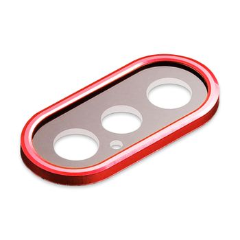 Protección De Lente De Cámara Trasera De Cristal Templado De Metal Para Iphone X - Rojo
