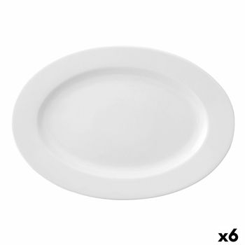 Plato Llano Ariane Prime Ovalado Cerámica Blanco (32 X 25 Cm) (6 Unidades)