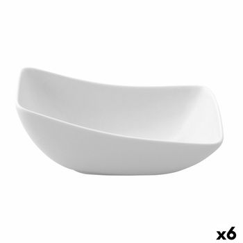 Bol Ariane Vital Cuadrado Cerámica Blanco (ø 14 Cm) (6 Unidades)