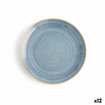 Plato Llano Ariane Terra Azul Cerámica Ø 21 Cm (12 Unidades)