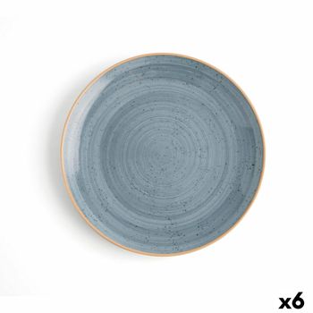 Plato Llano Ariane Terra Cerámica Azul (24 Cm) (6 Unidades)