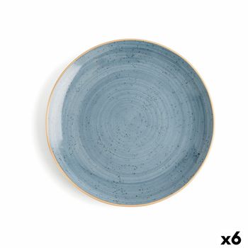 Plato Llano Ariane Terra Cerámica Azul (ø 27 Cm) (6 Unidades)