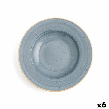 Plato Hondo Ariane Terra Cerámica Azul (ø 26 Cm) (6 Unidades)