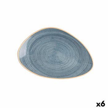 Plato Llano Ariane Terra Triangular Azul Cerámica Ø 29 Cm (6 Unidades)