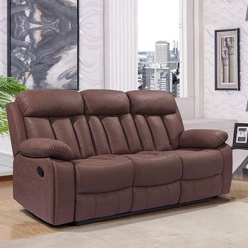 Sofá Madrid Deluxe 3p Reclinable/reposapiés Elevable Choco 101x208x97 Cm