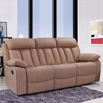 Sofá Madrid Deluxe 3p Reclinable/reposapiés Elevable Beige 101x208x97 Cm