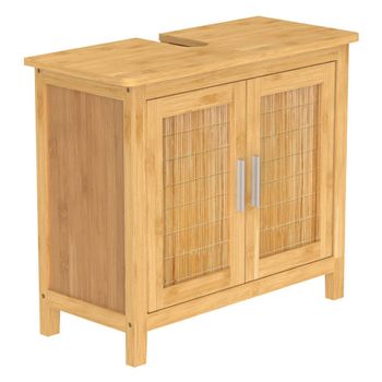 Mueble De Baño Suspendido Con Lavabo Cerámico, 2 Cajones Y Puerta Lateral  Con Cierre Amortiguado Y Organizador, 100 Cm Roble Natural - Tirador Negro  con Ofertas en Carrefour