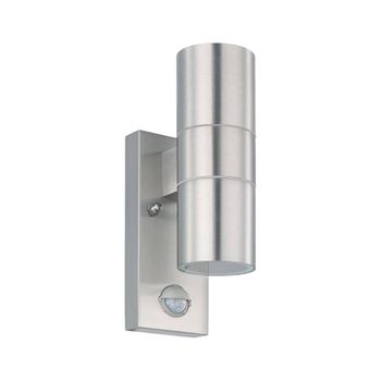 Lámpara Led De Pared Jardín Con Sensor Riga 5 Acero Inox. 2x3w Eglo