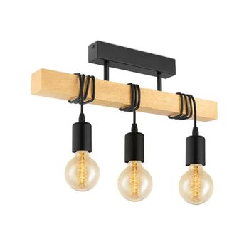 Lámpara De Techo Townshend 3 Bombillas Madera Negro Y Beige Eglo